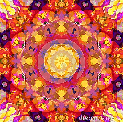 Digital Painting Abstract Colorful Floral Mandala Background Stock Photo