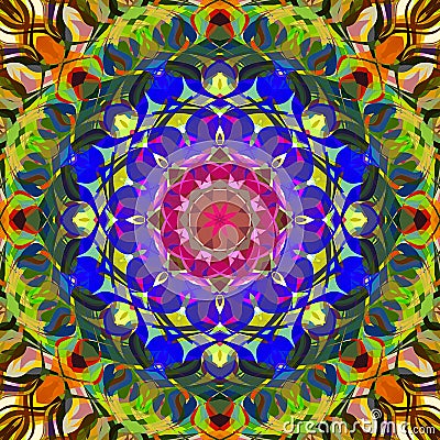 Digital Painting Abstract Colorful Floral Mandala Background Stock Photo
