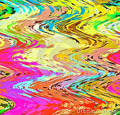 Digital Painting Abstract Wavy Brush Paint in Colorful Pastel Colors Background Stock Photo