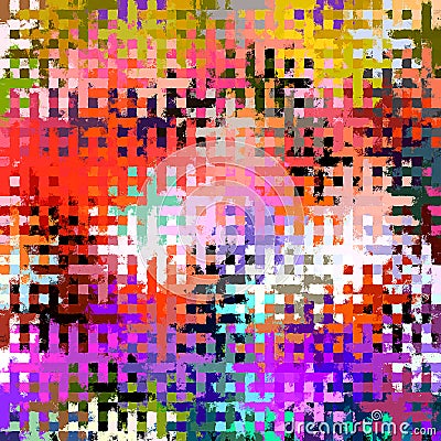 Digital Painting Beautiful Abstract Colorful Chaotic Rectangular Jigsaw Puzzles Pattern Background Stock Photo