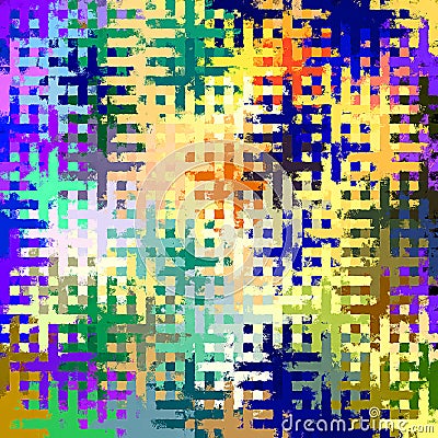 Digital Painting Beautiful Abstract Colorful Chaotic Rectangular Jigsaw Puzzles Pattern Background Stock Photo