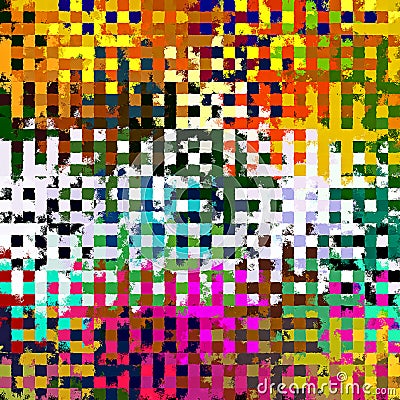 Digital Painting Beautiful Abstract Colorful Chaotic Rectangular Jigsaw Puzzles Pattern Background Stock Photo