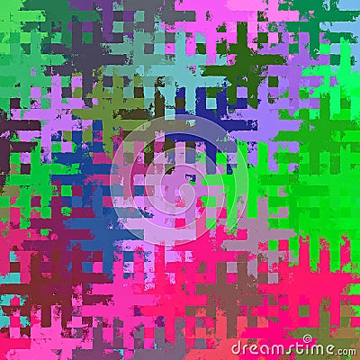 Digital Painting Beautiful Abstract Colorful Chaotic Rectangular Jigsaw Puzzles Pattern Background Stock Photo