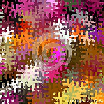 Digital Painting Beautiful Abstract Colorful Chaotic Rectangular Jigsaw Puzzles Pattern Background Stock Photo