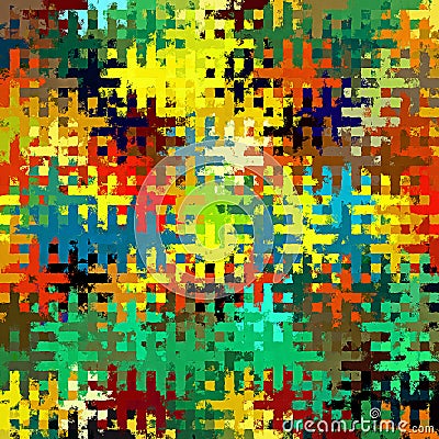 Digital Painting Beautiful Abstract Colorful Chaotic Rectangular Jigsaw Puzzles Pattern Background Stock Photo