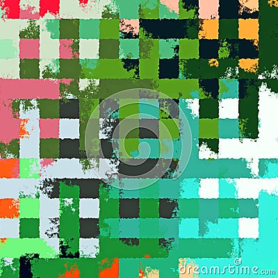 Digital Painting Beautiful Abstract Colorful Chaotic Rectangular Jigsaw Puzzles Pattern Background Stock Photo