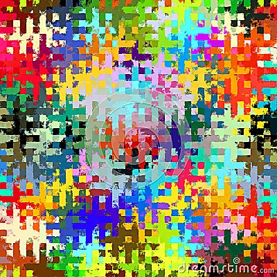 Digital Painting Beautiful Abstract Colorful Chaotic Rectangular Jigsaw Puzzles Pattern Background Stock Photo