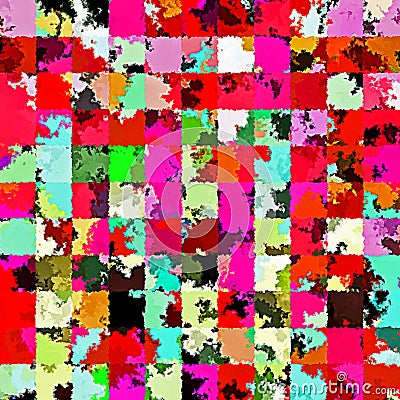 Digital Painting Beautiful Abstract Colorful Chaotic Rectangular Pattern Background Stock Photo