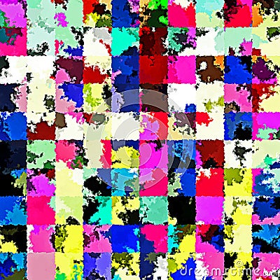 Digital Painting Beautiful Abstract Colorful Chaotic Rectangular Pattern Background Stock Photo