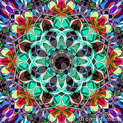 Digital Painting Abstract Colorful Floral Mandala Background Stock Photo