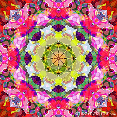 Digital Painting Abstract Colorful Floral Mandala Background Stock Photo
