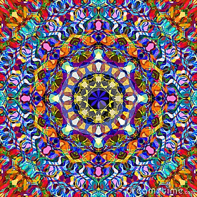 Digital Painting Beautiful Abstract Colorful Floral Mandala Background Stock Photo