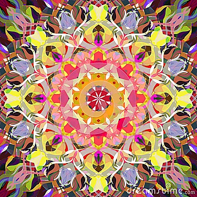 Digital Painting Beautiful Abstract Colorful Floral Mandala Background Stock Photo