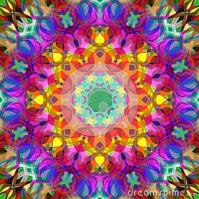 Digital Painting Beautiful Abstract Colorful Floral Mandala Background Stock Photo