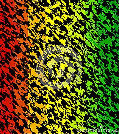 Digital Painting Abstract Multi-Color Dark Chaotic Stripes on Different Shades of Reggae Colors Background Stock Photo