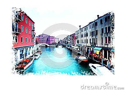 Digital painting effect,watercolor landscape of scenery Stock Photo