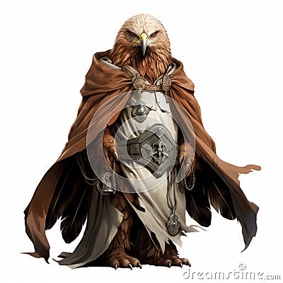 Digital Painting Of Griffin In Brown Cloak - Concept Art For D&d Game Stock Photo