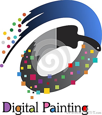 Digital painting logo Vector Illustration