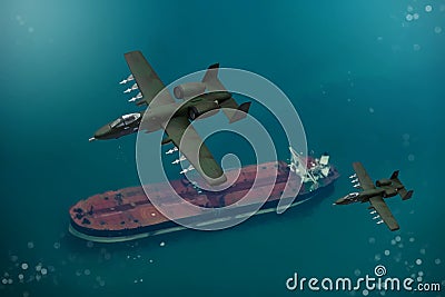 Digital painting of modern military aircraft Stock Photo