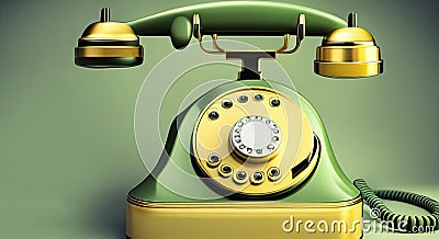 Green retro telephone generative ai illustration Stock Photo