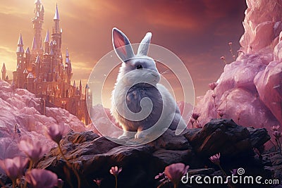 Digital painting of a rabbit amidst a Stock Photo