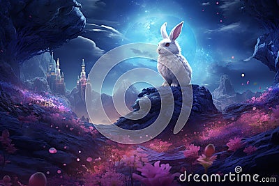Digital painting of a rabbit amidst a Stock Photo