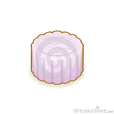 Taiwan moon cake taro paste dessert, Taiwanese traditional food isometric icon raster illustration Cartoon Illustration
