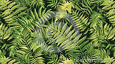 A digital pattern design featuring a repeating pattern of fern fronds in varying sizes and orientations perfect for use Stock Photo