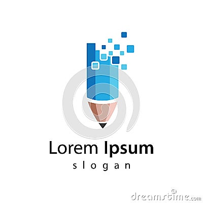 Digital pencil logo images Vector Illustration