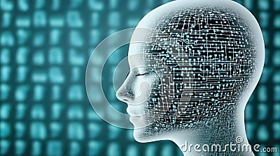 Digital persona featuring circuit board design, showcasing modern tech and generative AI Stock Photo