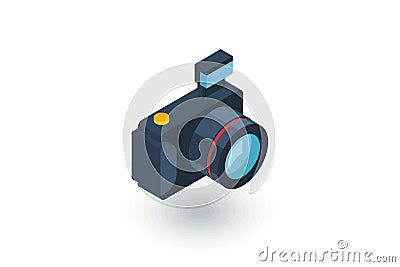 Digital photo camera isometric flat icon. 3d vector Vector Illustration