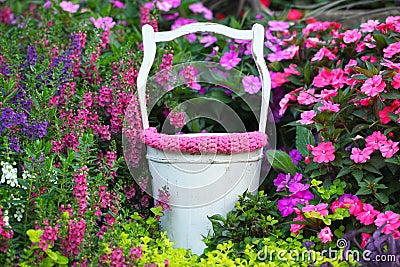 Digital Photography Background Of Newborn Wishing Well Garden Prop Stock Photo