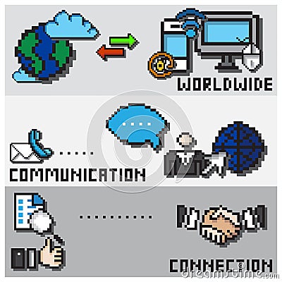 Digital Pixel Communication Design Concept Vector Illustration