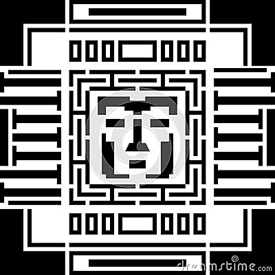 Digital pixel cyber avatar icon. Computer technology, security, hacking. Black and white face person. Vector Vector Illustration