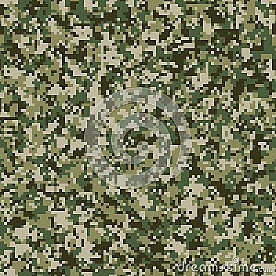 Digital pixel military camouflage pattern texture vector illustration Vector Illustration