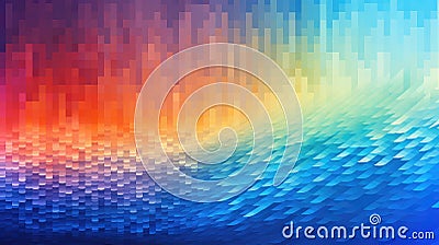 digital pixel spectrum waves Cartoon Illustration