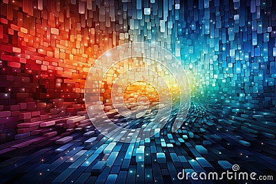 Digital Pixel Symphony Digital mosaic of pixels - abstract background composition Stock Photo