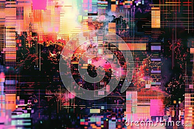 Digital pixelation abstract effect on a modern background. Generative AI Stock Photo