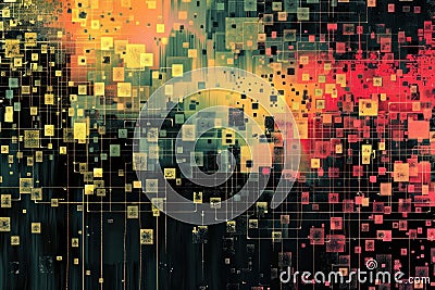 Digital pixelation abstract effect on a modern background. Generative AI Stock Photo