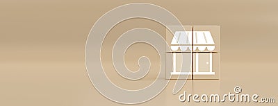 Digital platform business shopping online web concept. panoramic banner header 3d rendering cube block with business icon. Stock Photo
