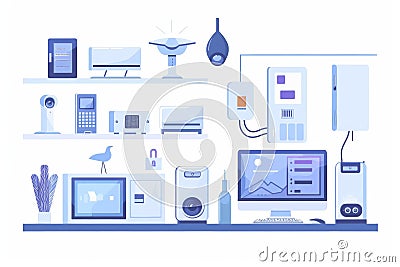 Digital platforms utilize smart algorithms for camera safety, safeguarding content distribution with robust monitoring at a distan Cartoon Illustration