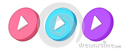 Digital player button start technology multimedia device 3d icon set realistic vector illustration Vector Illustration
