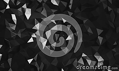 Digital poligonal background with monochrome triangular structure Cartoon Illustration