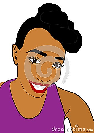 Digital portrait illustrated black woman Stock Photo