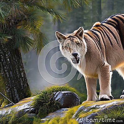 A digital portrait of a mythical creature, combining elements of different animals to create a truly unique and awe-inspiring be Stock Photo