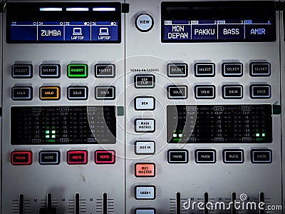 Digital power mixer controller setup Stock Photo