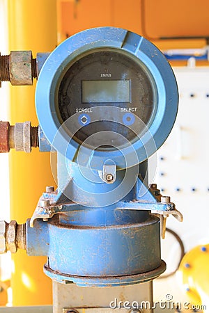 Digital pressure and temperature sensor for industrial Stock Photo