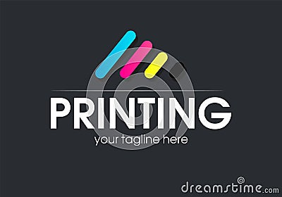 Digital print logo design template. Typography modern sign. Polygraphy and print factory. Express press and photocopy studio Vector Illustration