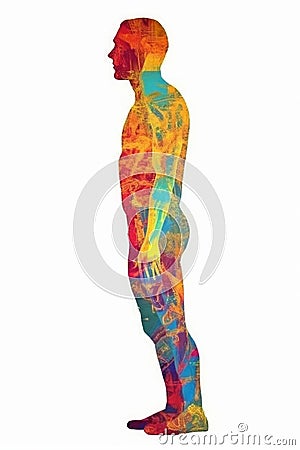 digital print in the style of fragmented abstract man generative AI Stock Photo