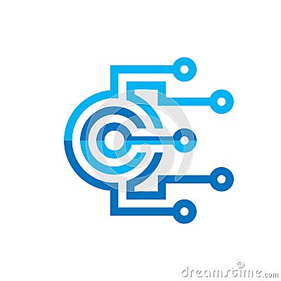 Digital processor CPU - vector logo template for corporate identity. Abstract computer chip sign. Network, internet technology. Vector Illustration